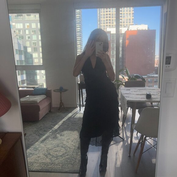 Black Silk Halter Dress - Picture 8 of 8